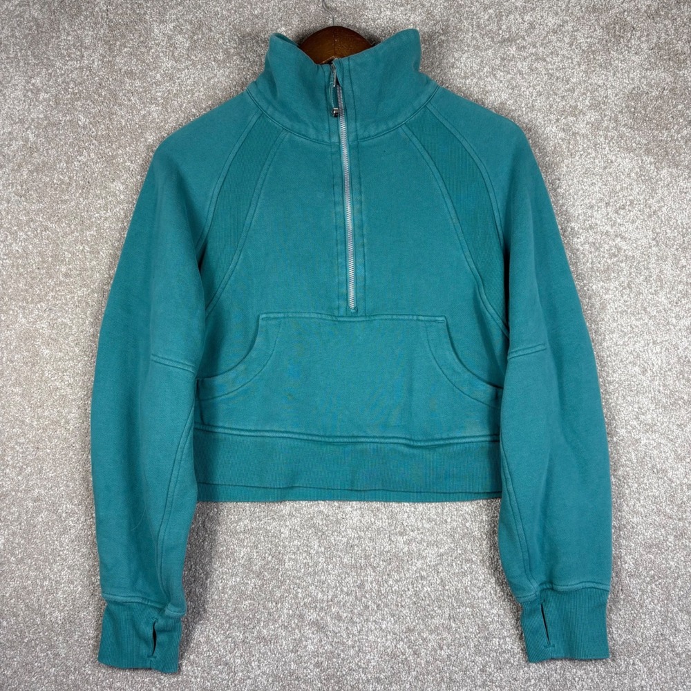 Lululemon Scuba Oversized Half Zip Hoodie Teal Green XS/S LW3IFSS